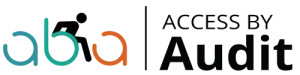 Logo displaying "aba" with a wheelchair icon and bold black text reading ACCESS BY Audit, representing accessible website design.
