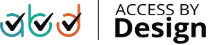 The Access by Design logo features stylised lowercase "a b d" and large bold text on the right about accessible web design in Chichester.