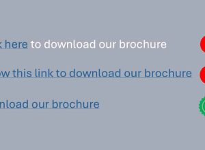 Three brochure download links are shown; the first two have red X icons, while the third features a green tick.