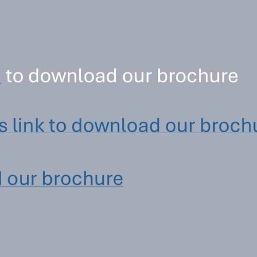 Three brochure download links are shown; the first two have red X icons, while the third features a green tick.