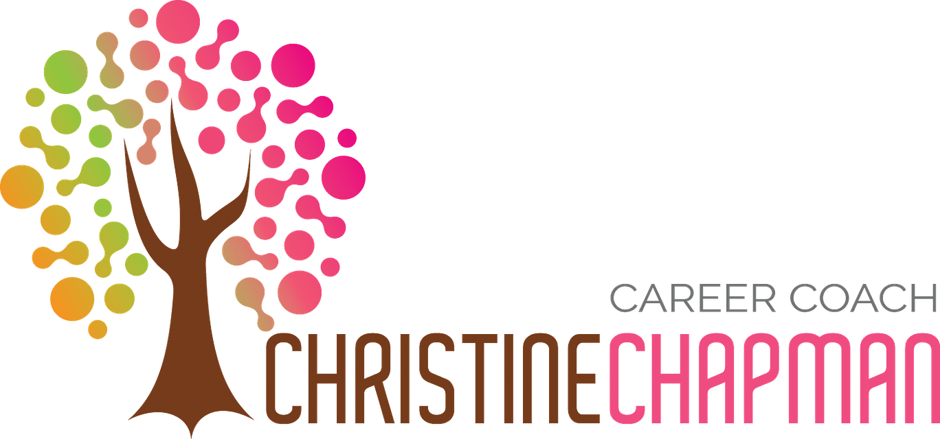 A colourful abstract tree sits next to the text Career Coach Christine Chapman in brown and pink letters.
