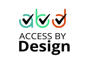 The logo features the lowercase letters abd in teal and orange, each with a tick incorporated, and the text ACCESS BY Design appears below.