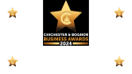 Graphic of Chichester Cross inside a large letter C, within a 5-pointed golden star. Text below reads: Chichester and Bognor Business Awards 2024.