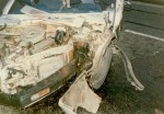 The front of the completely wrecked car in June 1989 that Clive, Jess and their friends were in