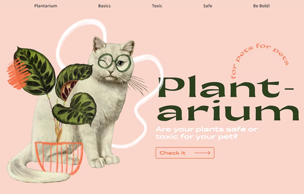 Screen shot of Planarium Website featuring a cat wearing glasses