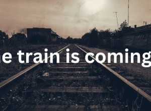 A sepia photo of a set of railway tracks. The words A train is coming is displayed over the front of it.
