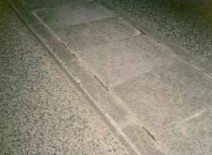 The kerb that was hit by the car in June 1989 that Clive, Jess and their friends were in