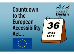 Countdown to the European Accessibility Act Access by Design logo European Union flag Desk calendar with 36 days left on it