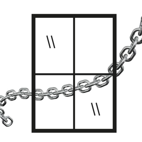 A window with large chain across it