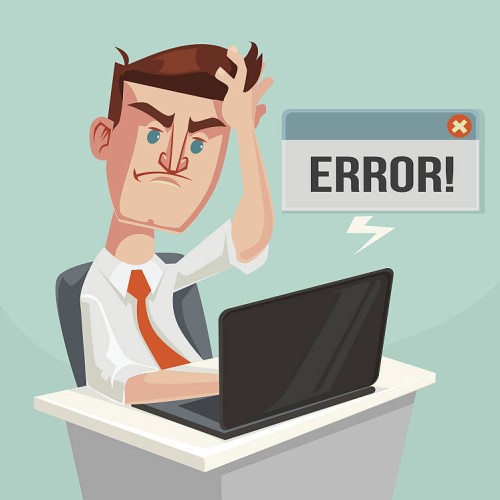 A man at his computer struggling with coding errors on his website. If you want an error-free website, call us today! 01243 776399