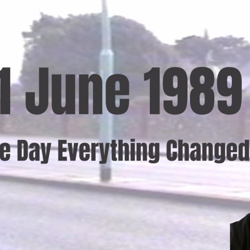 11 June 1989. The Day Everything Changed. Access by Design Logo. Clive Loseby, has no hair, glasses and is wearing a serious expression.
