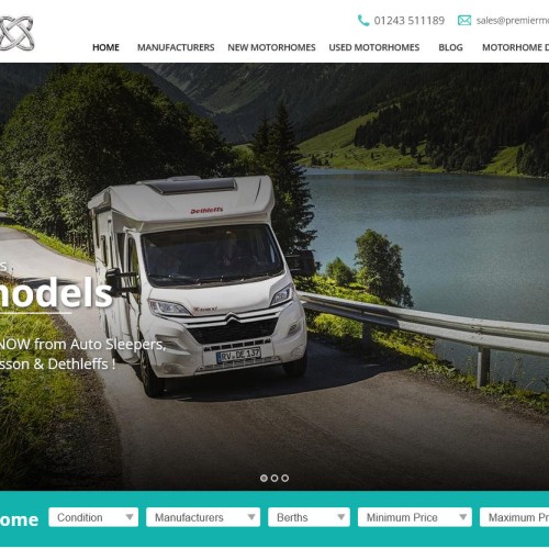 Premier Motorhomes website Home Page screenshot