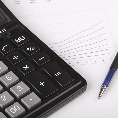 Business Charts with calculator and pen