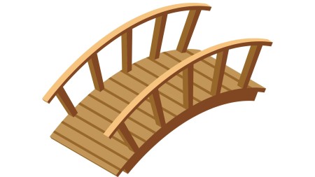 a cartoon drawing of a wooden bridge