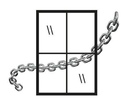 A window with large chain across it