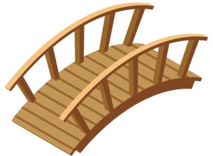 a cartoon drawing of a wooden bridge