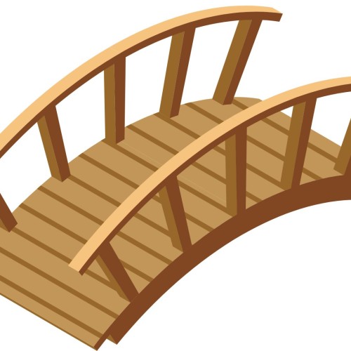a cartoon drawing of a wooden bridge