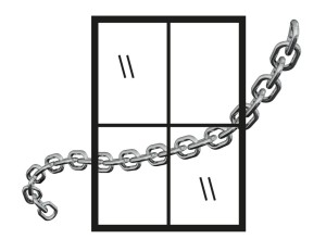 A window with large chain across it