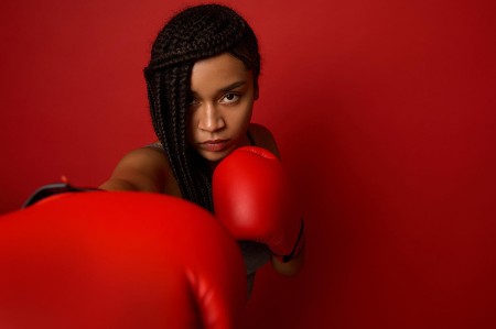 A young African female boxer