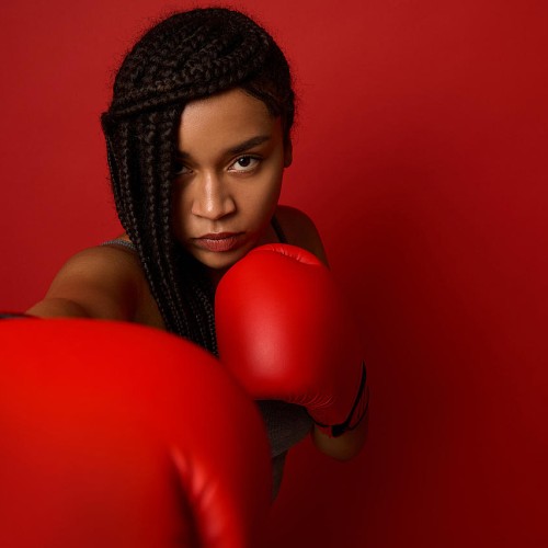 A young African female boxer