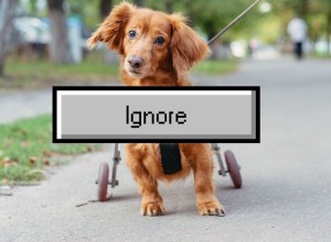 A dog with its hind legs in a splint with wheels, with a large button in front with the word Ignore written on it