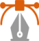 Symbol of a pen nib representing branding
