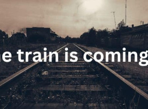 A sepia photo of a set of railway tracks. The words A train is coming is displayed over the front of it.