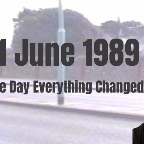 11 June 1989. The Day Everything Changed. Access by Design Logo. Clive Loseby, has no hair, glasses and is wearing a serious expression.