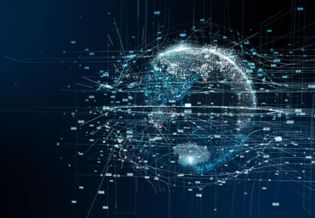 Visusal concept of the Earth and technology