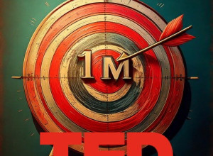 A target with 1M in the middle, an arrow is sticking in it. Below is the TED logo.