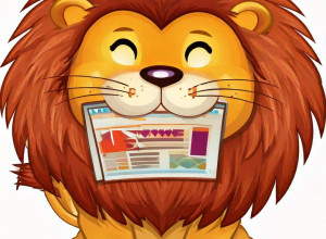cartoon of a website in a lion