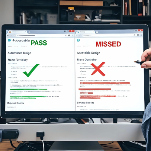 Split screen: automated PASS vs missed accessibility errors - 1