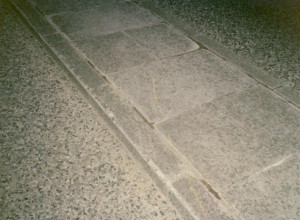 The kerb that was hit by the car in June 1989 that Clive, Jess and their friends were in