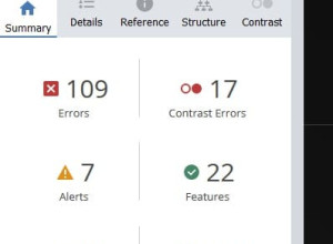 An online accessibility checker showing 109 accessibilty errors